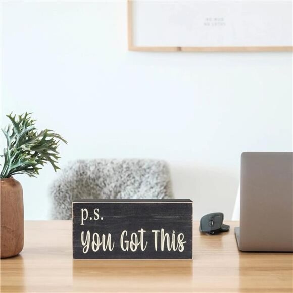 Motivational Home Office Desk Black Decor - Farmhouse Wooden Box Sign Gift - Picture 6 of 7